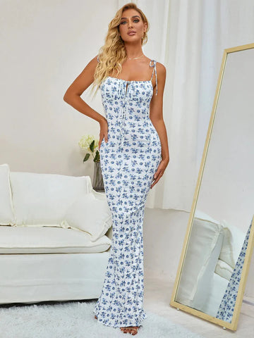 Slimm White & Blue Beach Dress